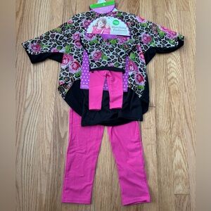 Dollie & Me With Floral Leopard Print Outfit With Matching Doll Outfit - Size 5